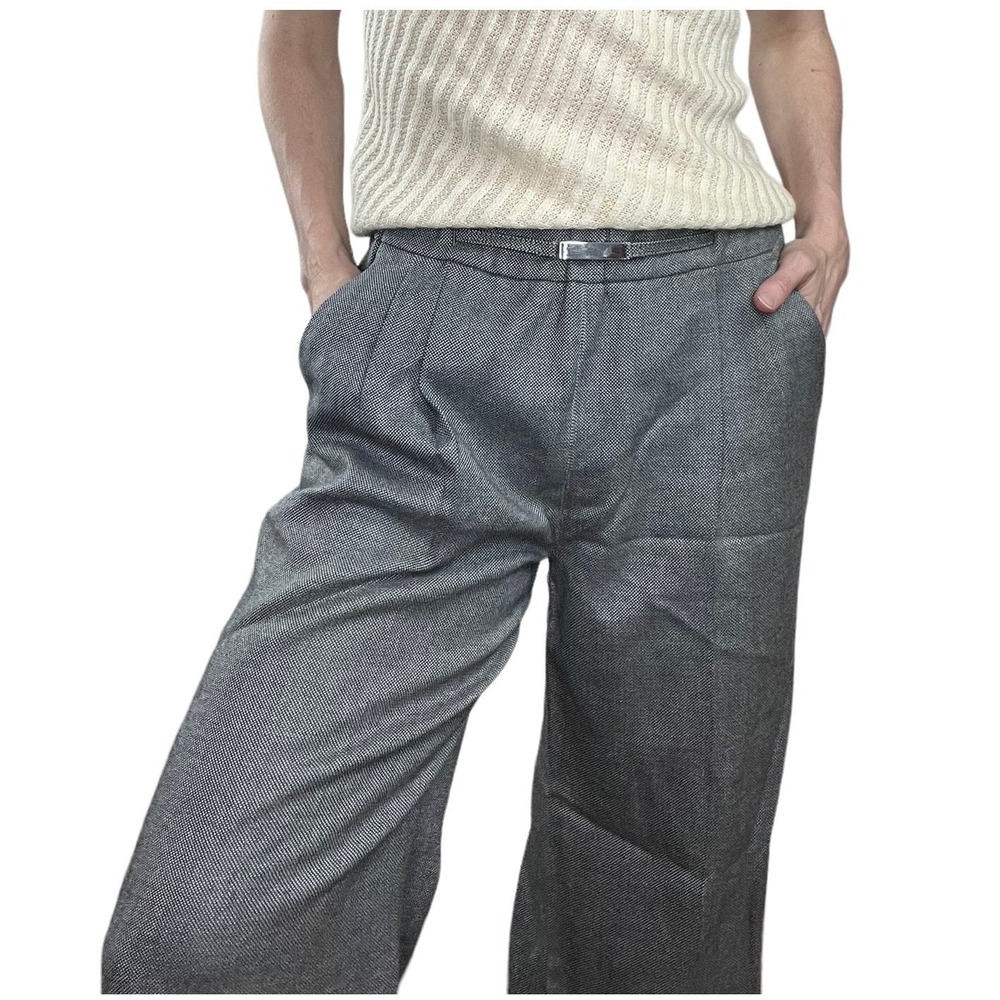 Max Mara Gray‎ Virgin Wool Wide Leg Pleated Trousers Made in Italy Womens pants